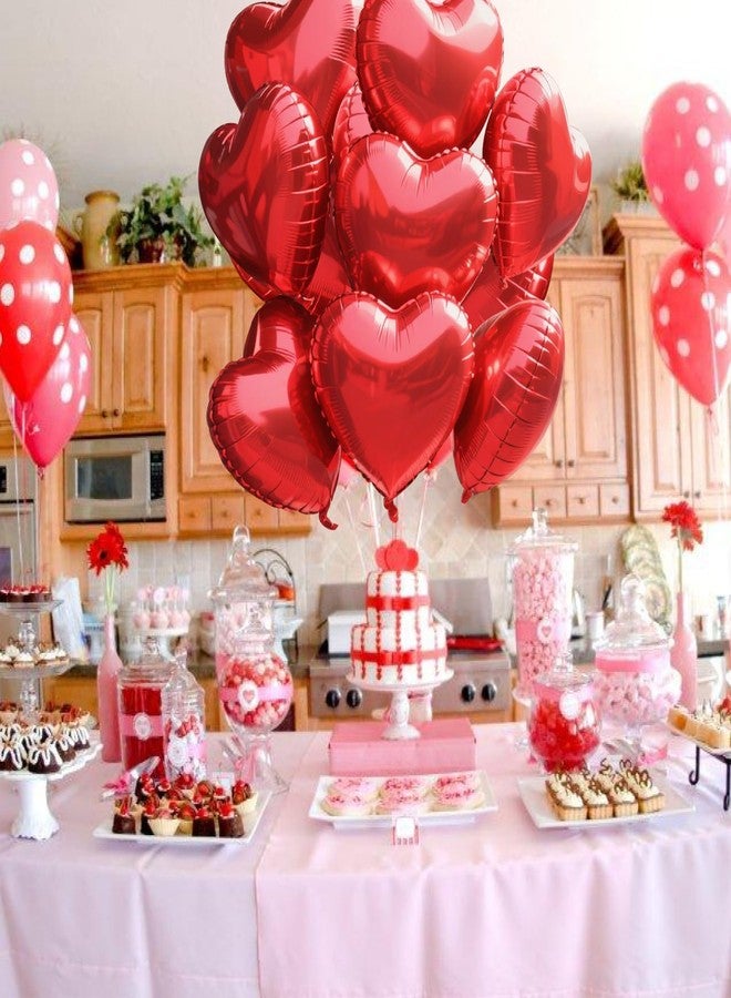 TONIFUL 15Pcs 18 Inch Red Heart Balloons Valentine’s Day Heart Shape Foil Mylar Balloons Decoration for Romantic Valentine's Day Wedding Bridal Shower Anniversary Engagement Party Supplies - Image 4