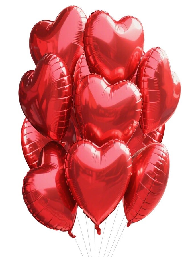 TONIFUL 15Pcs 18 Inch Red Heart Balloons Valentine’s Day Heart Shape Foil Mylar Balloons Decoration for Romantic Valentine's Day Wedding Bridal Shower Anniversary Engagement Party Supplies - Image 1