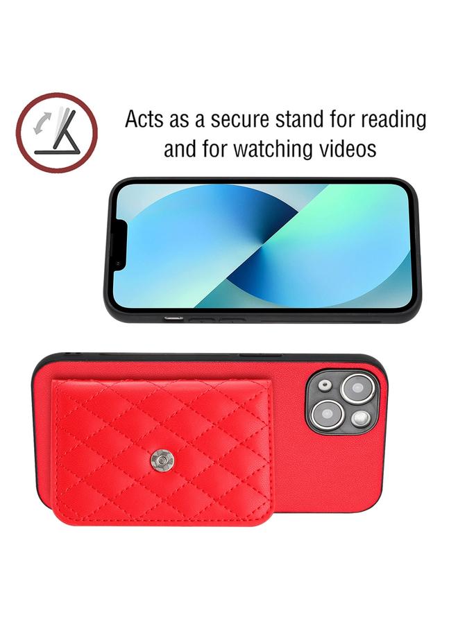 زبون جراب لهاتف iPhone 13 mini بتصميم معيني وحقيبة بطاقات مزودة بتقنية RFID مع حبل طويل - Image 4