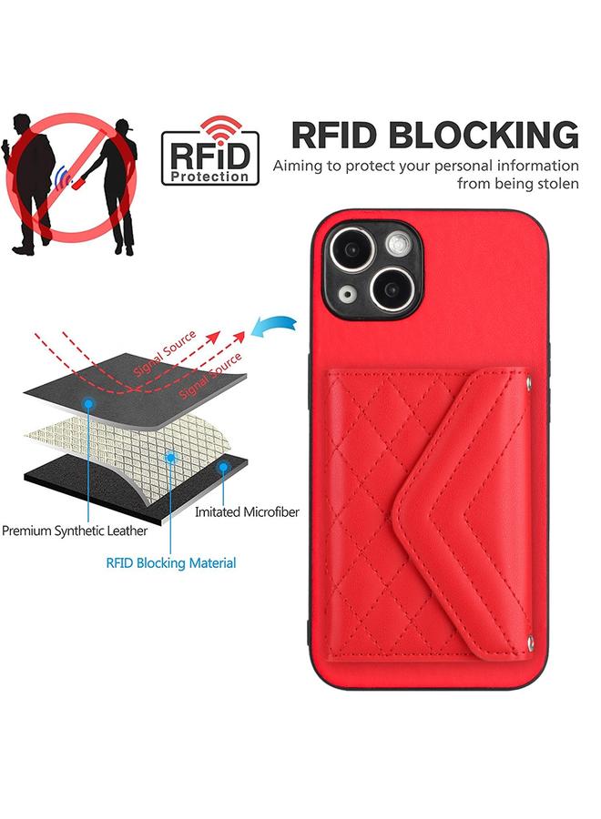 زبون جراب لهاتف iPhone 13 mini بتصميم معيني وحقيبة بطاقات مزودة بتقنية RFID مع حبل طويل - Image 5