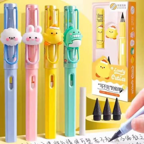 HUBTURE Cute Kawaii Mechanical Eternal Pencil – 0.5mm Magic Pencils for Art, Sketching, Painting, Design, School Supplies & Return Gifts – Pack of 1, Multicolor - Image 1