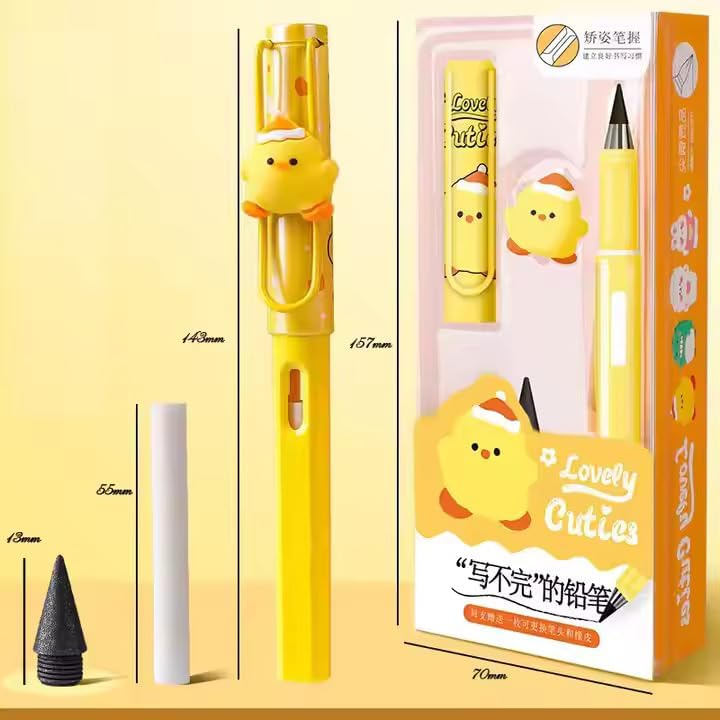 HUBTURE Cute Kawaii Mechanical Eternal Pencil – 0.5mm Magic Pencils for Art, Sketching, Painting, Design, School Supplies & Return Gifts – Pack of 1, Multicolor - Image 3