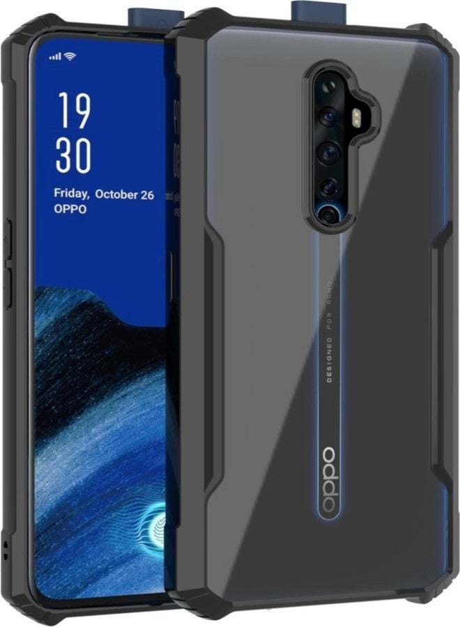 شاين ستار غطاء خلفي شفاف كريستالي فائق النحافة من SHINESTAR، يوفر حماية 360 درجة، لهاتف Oppo Reno 2F / Reno 2z، لون أسود - Image 1