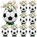 Rossesay 8 Pcs 12 Inches Soccer Table Centerpiece Paper Lantern with 8 Pcs Fake Grass Squares Soccer Centerpiece Decoration Set Sports Ball Paper Lantern Faux Grass Turf Patch - Image 2