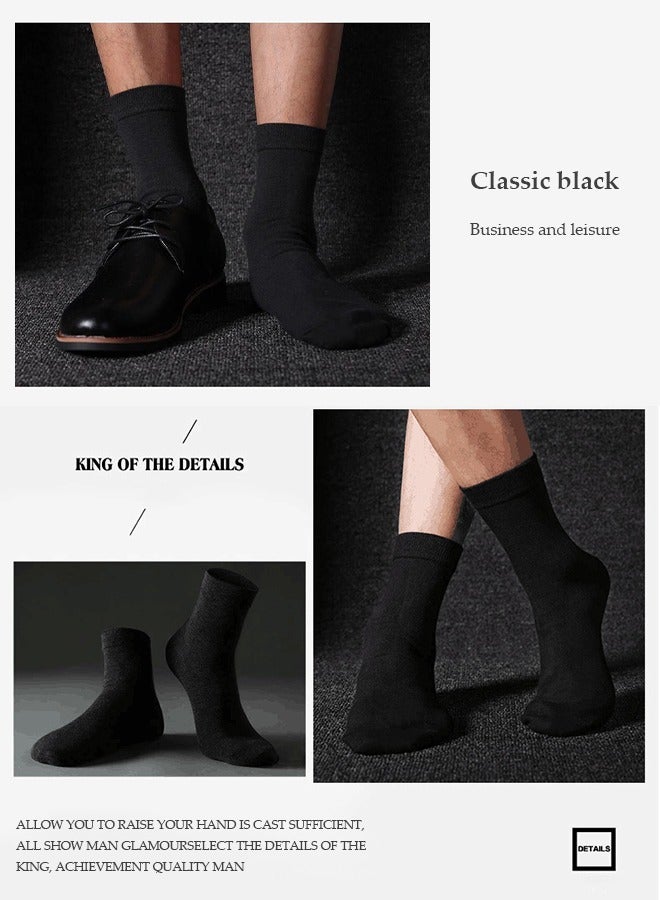 DUNISO 6 Pieces of Men's cotton socks, cotton business round neck socks, sports socks, moisture wicking, breathable and odor proof, suitable for daily use, black  - Image 4