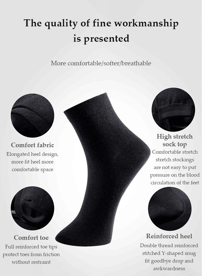 DUNISO 6 Pieces of Men's cotton socks, cotton business round neck socks, sports socks, moisture wicking, breathable and odor proof, suitable for daily use, black  - Image 2
