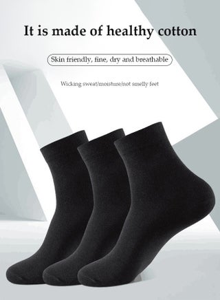 6 Pieces of Men's cotton socks, cotton business round neck socks, sports socks, moisture wicking, breathable and odor proof, suitable for daily use, black - view 3