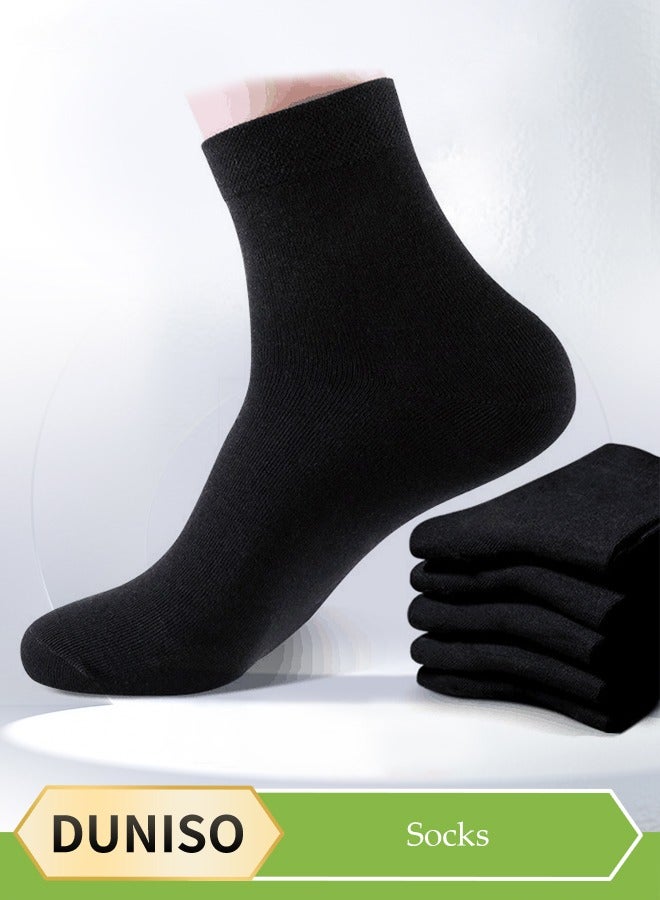 DUNISO 6 Pieces of Men's cotton socks, cotton business round neck socks, sports socks, moisture wicking, breathable and odor proof, suitable for daily use, black  - Image 1