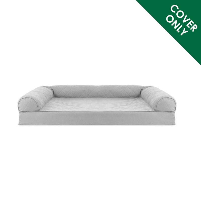 Furhaven Replacement Dog Bed Cover Quilted Sofa-Style, Machine Washable - Silver Gray, Medium - Image 2