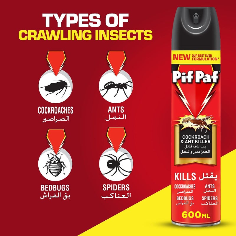 Pif Paf Cockroach & Ant Killer Spray 600 ml - Image 2