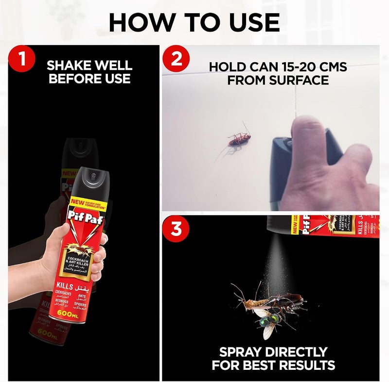 Pif Paf Cockroach & Ant Killer Spray 600 ml - Image 5