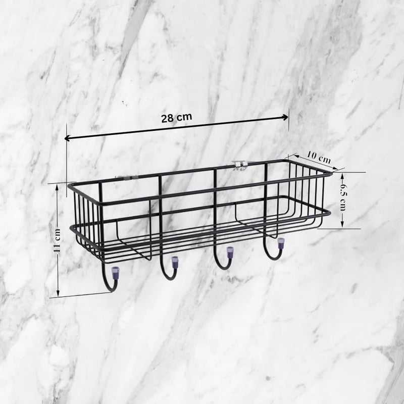 Vera Decor Strong Self Adhesive Bathroom Shelf/Shelve with Magic Stickers || Shelf for for Wall/Shelf Organizer/Kitchen || Home Decor Items || Shelf for Wall Without Drilling Nail-Pack of 2 (Black) - Image 5