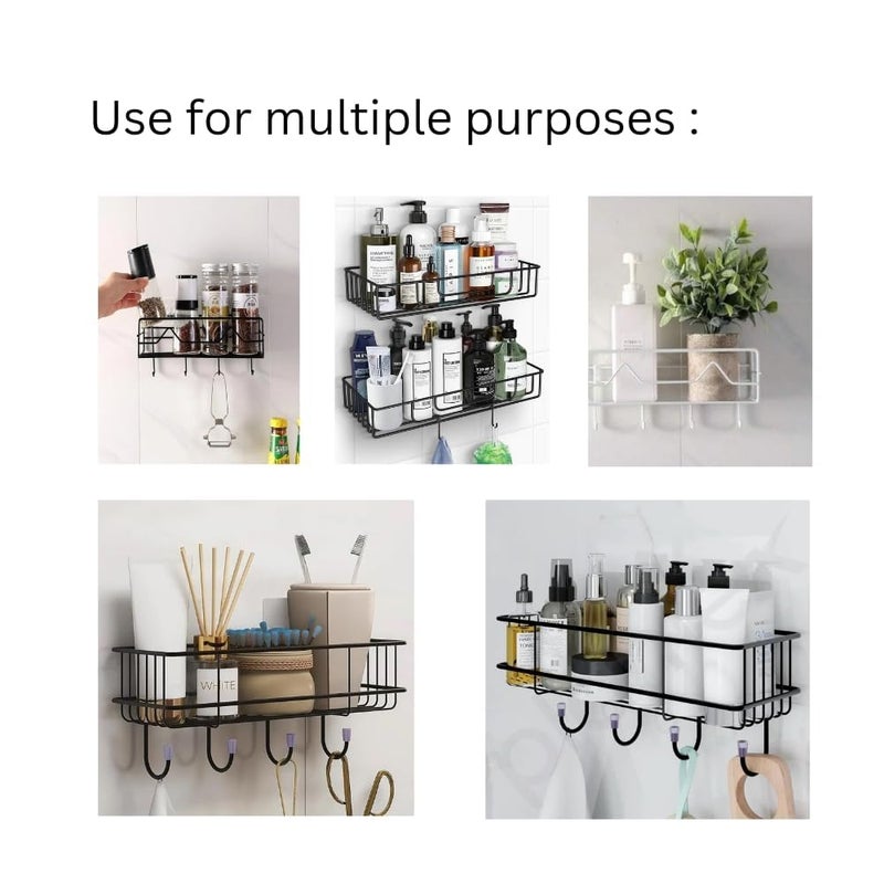 Vera Decor Strong Self Adhesive Bathroom Shelf/Shelve with Magic Stickers || Shelf for for Wall/Shelf Organizer/Kitchen || Home Decor Items || Shelf for Wall Without Drilling Nail-Pack of 2 (Black) - Image 3