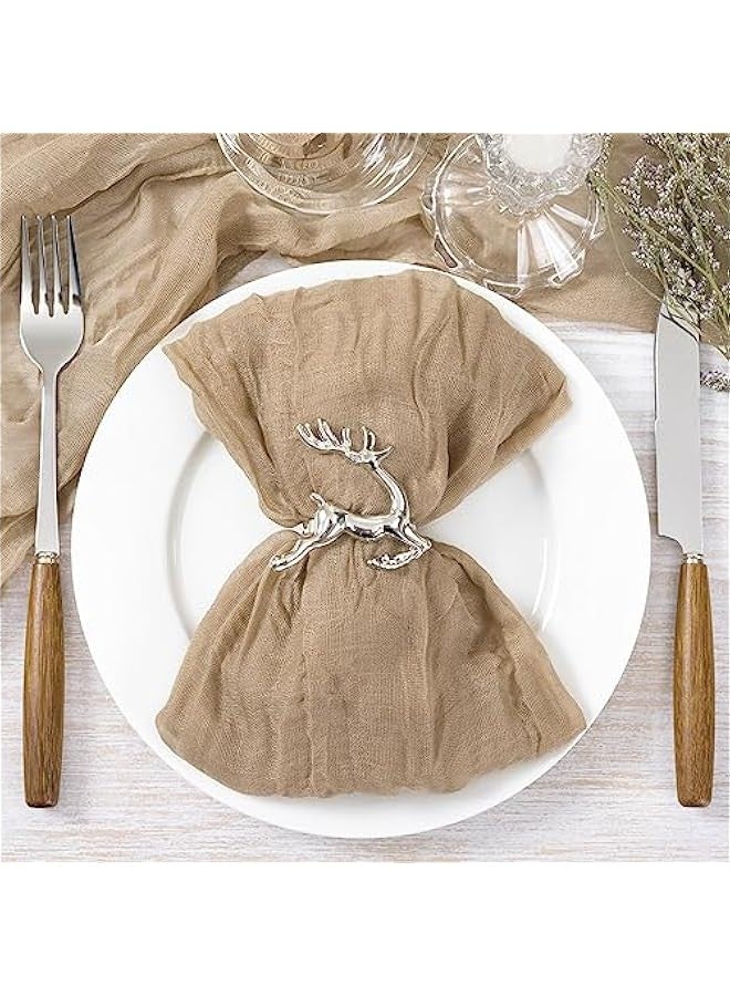 Coffee Cheesecloth Napkins  Spring Napkins Set of 10 Boho Washable Dinner Table Napkins for Wedding Party Baby Shower Birthday Party Decor - Image 2