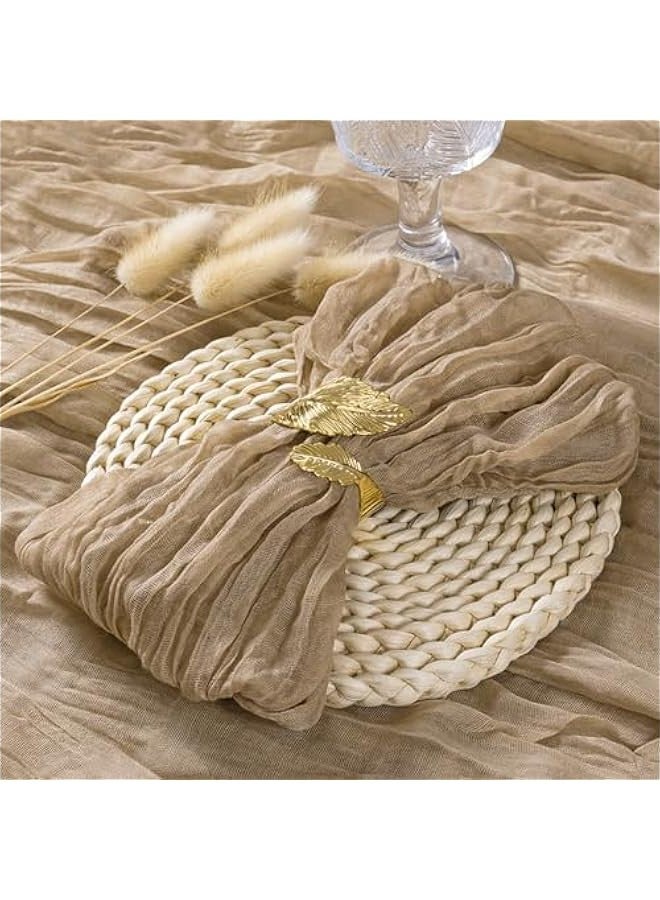 Coffee Cheesecloth Napkins  Spring Napkins Set of 10 Boho Washable Dinner Table Napkins for Wedding Party Baby Shower Birthday Party Decor - Image 1