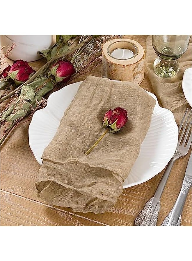 Coffee Cheesecloth Napkins  Spring Napkins Set of 10 Boho Washable Dinner Table Napkins for Wedding Party Baby Shower Birthday Party Decor - Image 3
