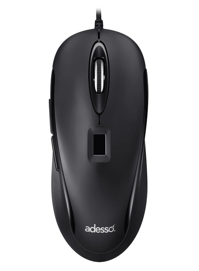 Adesso iMouse F1 Wired USB Mouse with Fingerprint Reader 1200 DPI AES 256 Encryption Biometric Security Windows Hello Compatible TAA Compliant Made in Taiwan - Image 1
