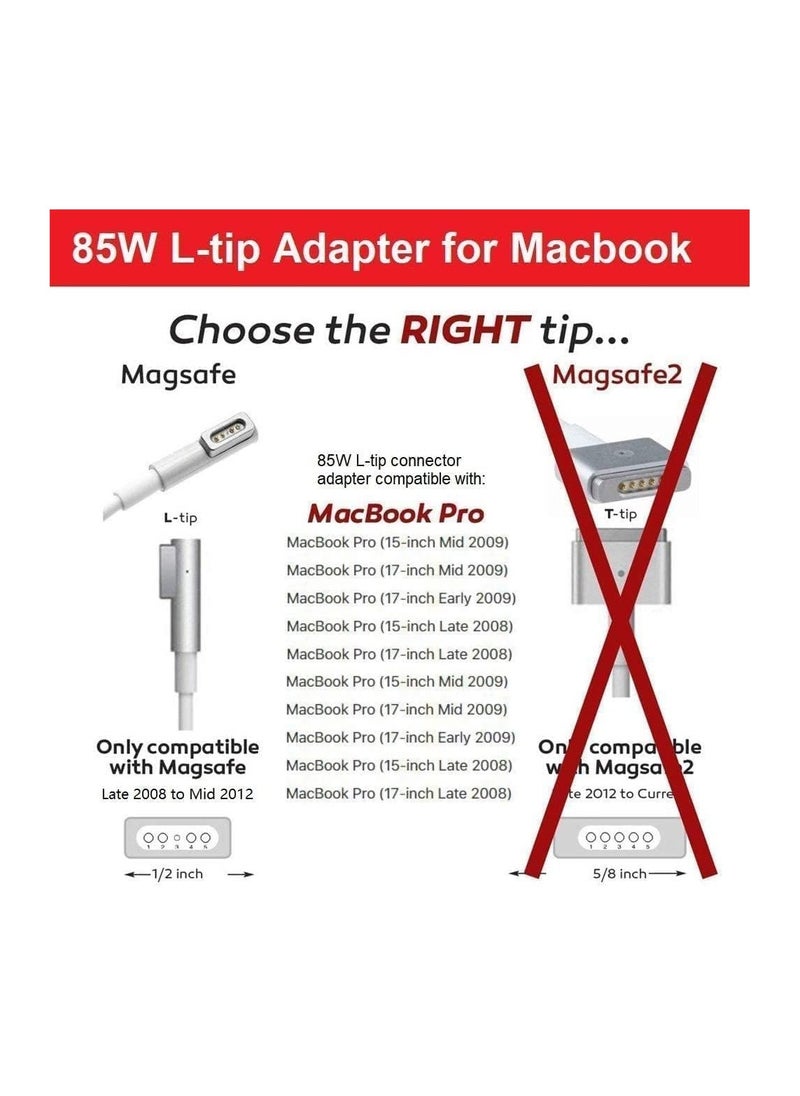 Generic - Replace 85W L-Tip Magsafe-1 Power Adapter Compatible with Mac-Book Pro Models Mid 2010 Early 2011 Late 2011 Mid 2012 - Image 1