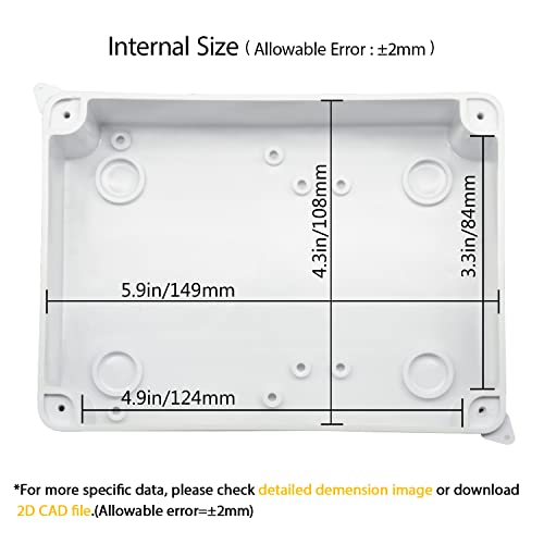 LeMotech Junction Box, Electrical Box IP65 Water Resistant Dustproof ABS Plastic Project Enclosure for Electronics White, External Size 5.9 x 4.3 x 2.8 inch - Image 3