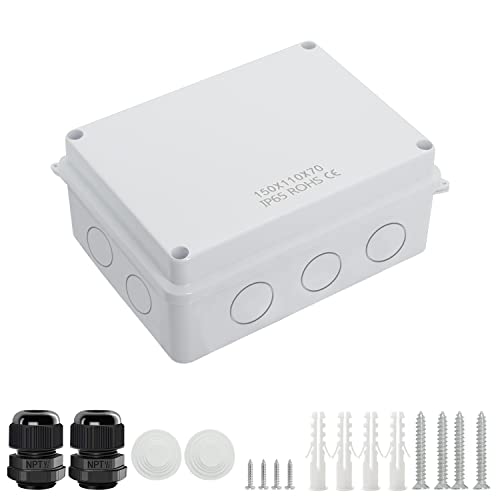 LeMotech Junction Box, Electrical Box IP65 Water Resistant Dustproof ABS Plastic Project Enclosure for Electronics White, External Size 5.9 x 4.3 x 2.8 inch - Image 1