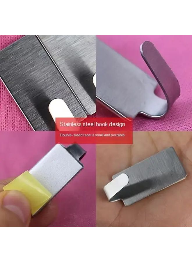 18Pcs Stainless Steel Self-Adhesive Hooks No Drill Wall Mount for Bathroom Kitchen Key Holder - Image 5