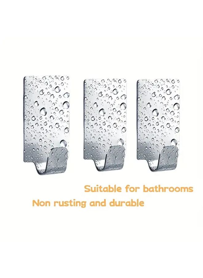 18Pcs Stainless Steel Self-Adhesive Hooks No Drill Wall Mount for Bathroom Kitchen Key Holder - Image 2