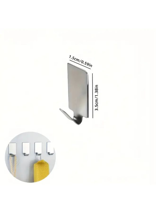 18Pcs Stainless Steel Self-Adhesive Hooks No Drill Wall Mount for Bathroom Kitchen Key Holder - Image 3