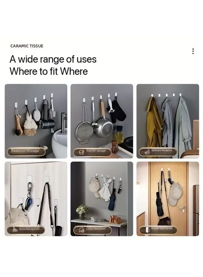 18Pcs Stainless Steel Self-Adhesive Hooks No Drill Wall Mount for Bathroom Kitchen Key Holder - Image 4