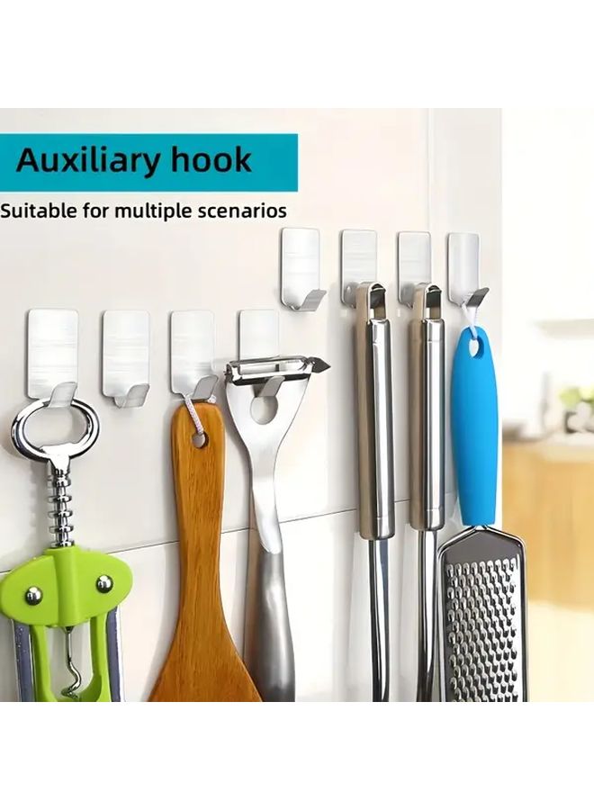 18Pcs Stainless Steel Self-Adhesive Hooks No Drill Wall Mount for Bathroom Kitchen Key Holder - Image 1