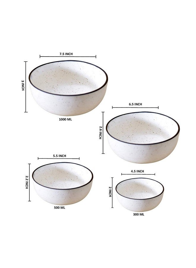 Unique Ss Classic Ceramic Mixing Bowls - Color- White Matt And Black (Set Of 4) 1000 ML  - Image 2