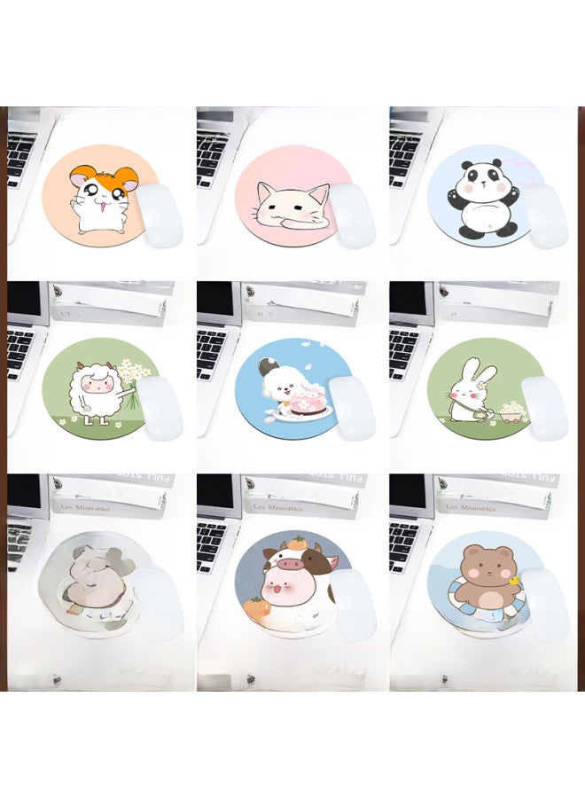 Round Rubber Mouse Pad Small Wrist Hand Edge Lock Laptop Keyboard Office Game Thickened Dirty Resistant-Color:Round Diameter 22cm (3mm Thick)-Pattern:KJ-027-Two Little Bears  - Image 2