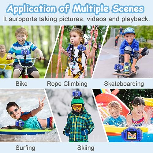 Agoigo Kids Waterproof Camera - Children Underwater HD Video Digital Camcorder, Portable Travel Toy for Toddler - Ideal Christmas Birthday Gifts for Boys Girls Age 3-12 with 32GB Card (Dark Blue) - Image 5
