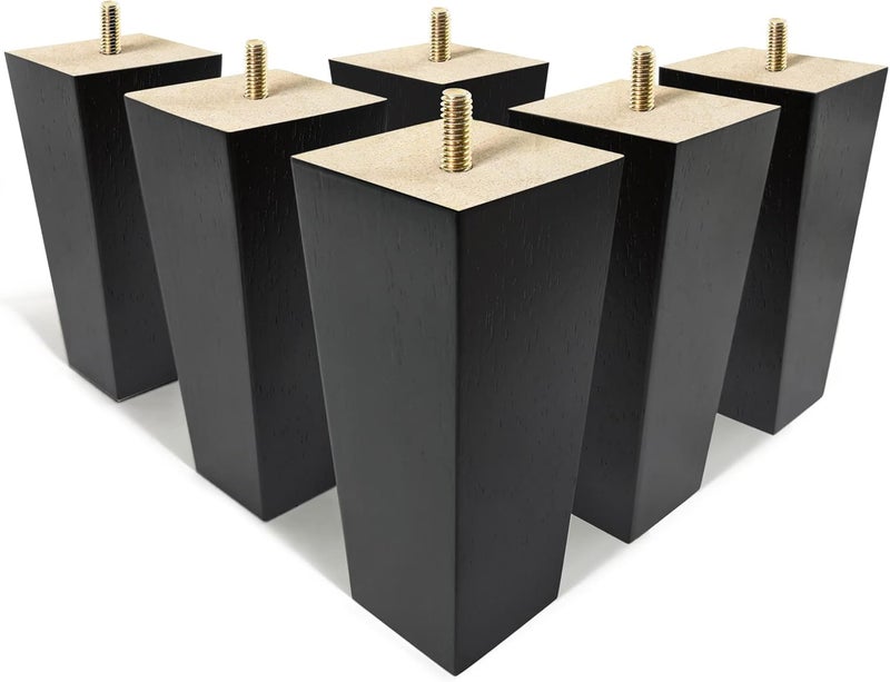 AORYVIC 6 inch Furniture Legs Black Couch Legs Set of 6 Ottoman Replacement Sofa Legs for Sectional, Dresser, Recliner, Nightstand - Image 1