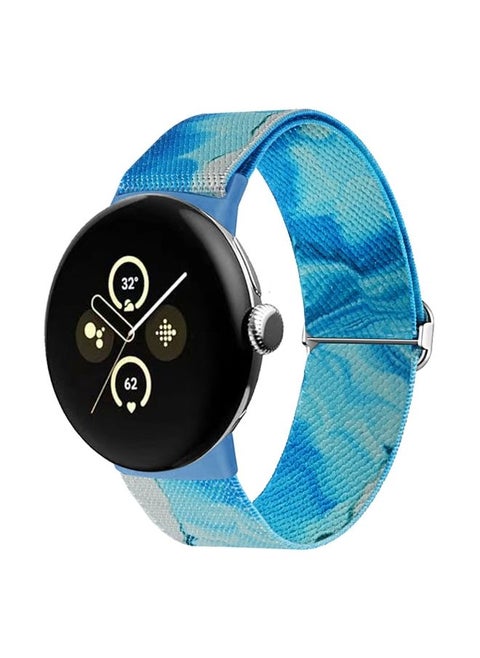Replacement Strap For Google Pixel Watch 2 / Pixel Watch Painted Colorful Nylon Watch Band Ocean Blue