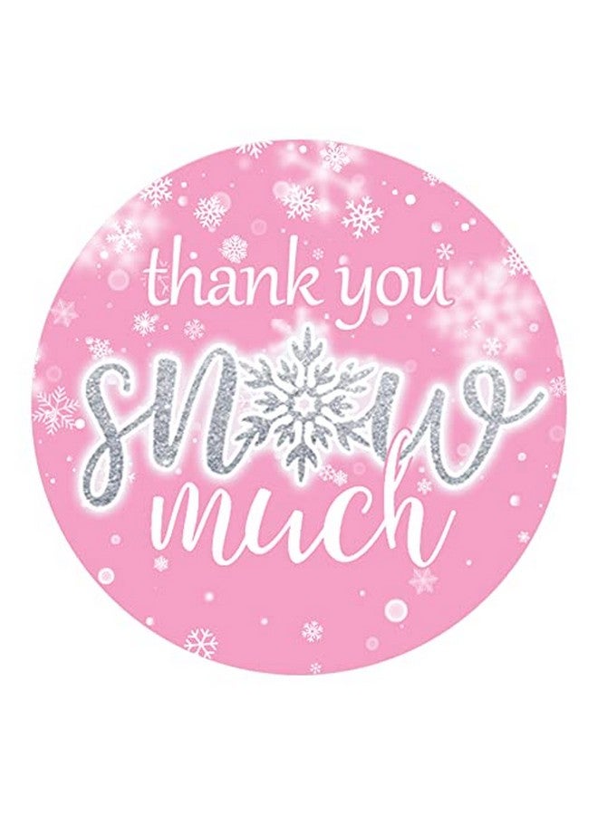 DISTINCTIVS Pink Snowflake Winter Thank You Snow Much Stickers Baby Shower Birthday Or Wedding 40 Labels - Image 1