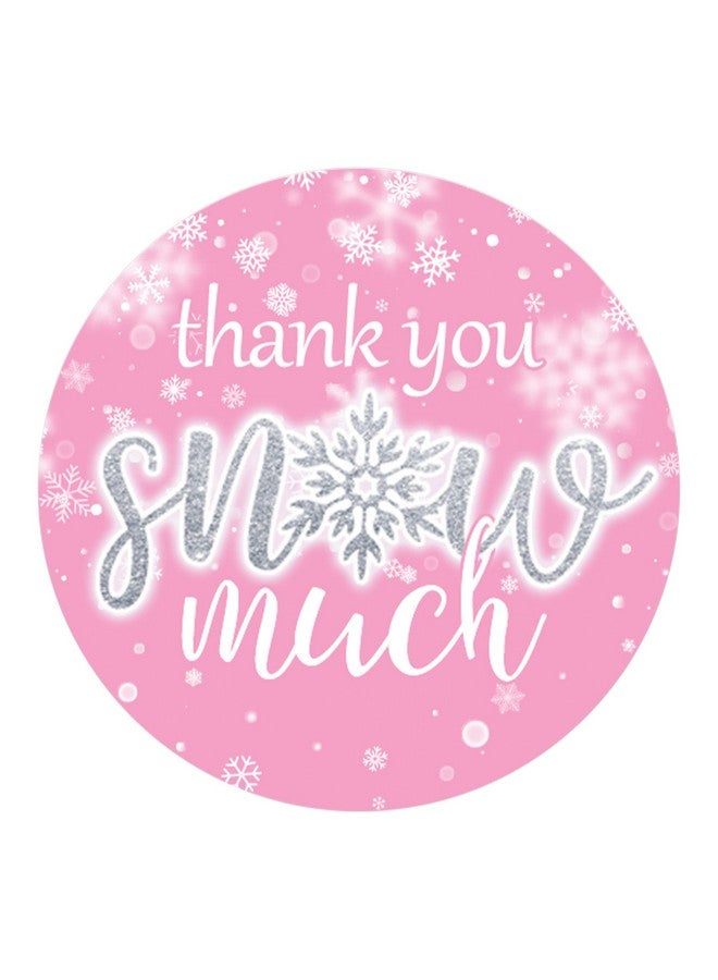DISTINCTIVS Pink Snowflake Winter Thank You Snow Much Stickers Baby Shower Birthday Or Wedding 40 Labels - Image 2