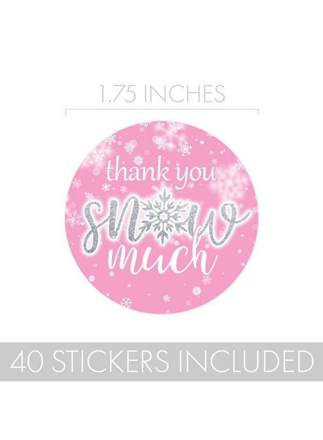 DISTINCTIVS Pink Snowflake Winter Thank You Snow Much Stickers Baby Shower Birthday Or Wedding 40 Labels - Image 4