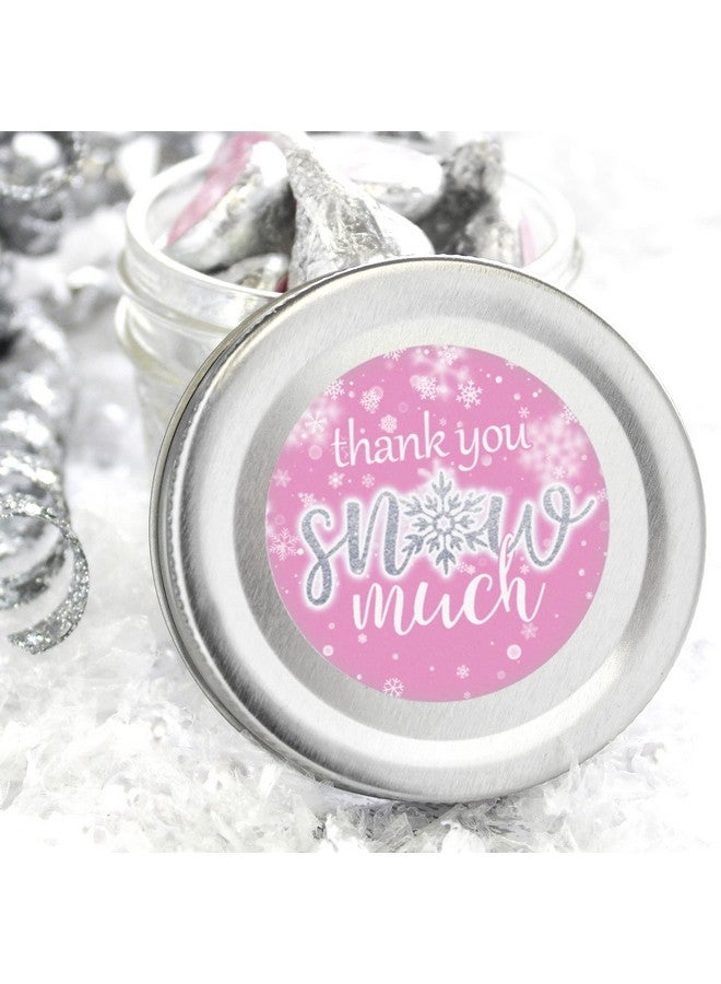 DISTINCTIVS Pink Snowflake Winter Thank You Snow Much Stickers Baby Shower Birthday Or Wedding 40 Labels - Image 3