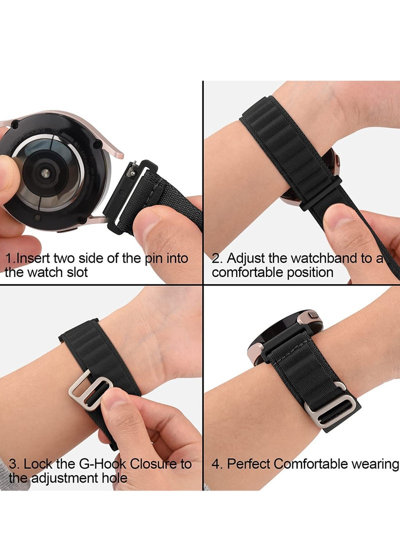 Generic - 20mm Stretch Nylon Metal Alpine Loop Woven Strap  Compatible with Oraimo OSW16- Smart Watch - black - Image 1