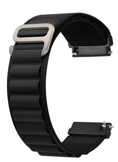 20mm Stretch Nylon Metal Alpine Loop Woven Strap  Compatible with Oraimo OSW16- Smart Watch - black