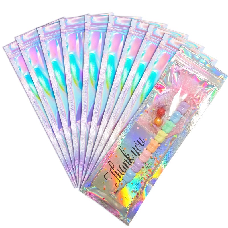 Trunple Resealable Foil Pouch Bag [100 PCS ] Great for Party Favor Food Storage (Holographic Color, 2.7 x 8.6 Inch) - Image 1