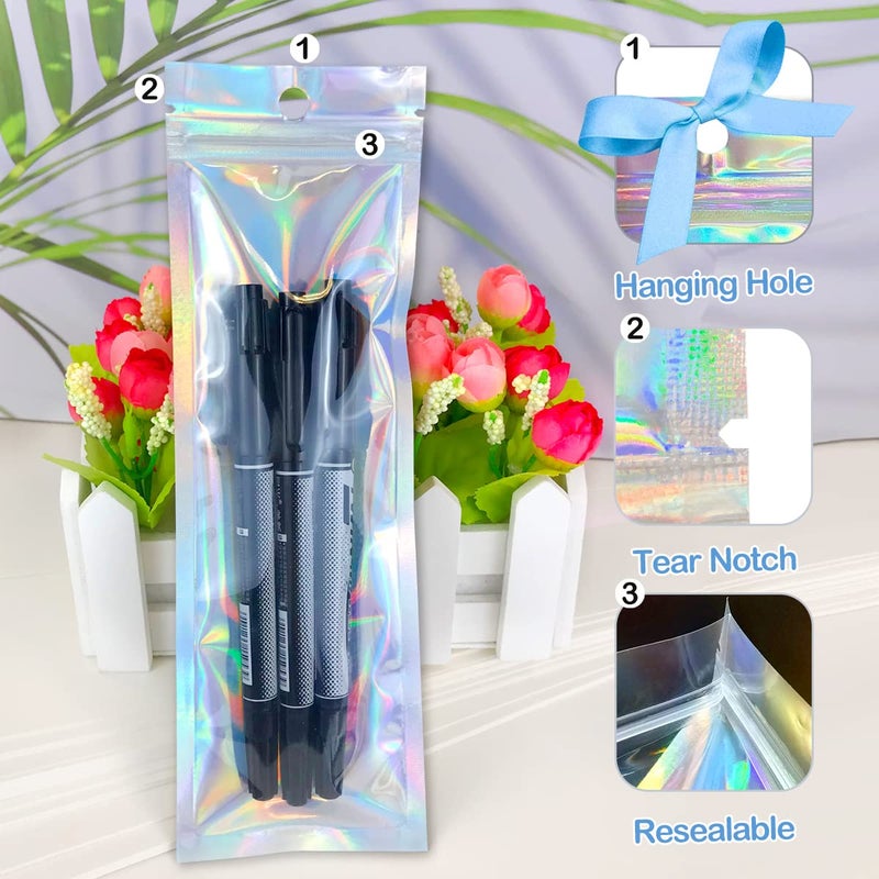 Trunple Resealable Foil Pouch Bag [100 PCS ] Great for Party Favor Food Storage (Holographic Color, 2.7 x 8.6 Inch) - Image 5