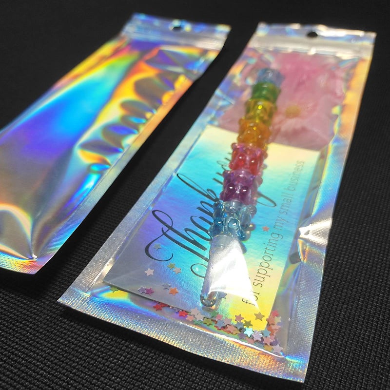 Trunple Resealable Foil Pouch Bag [100 PCS ] Great for Party Favor Food Storage (Holographic Color, 2.7 x 8.6 Inch) - Image 4