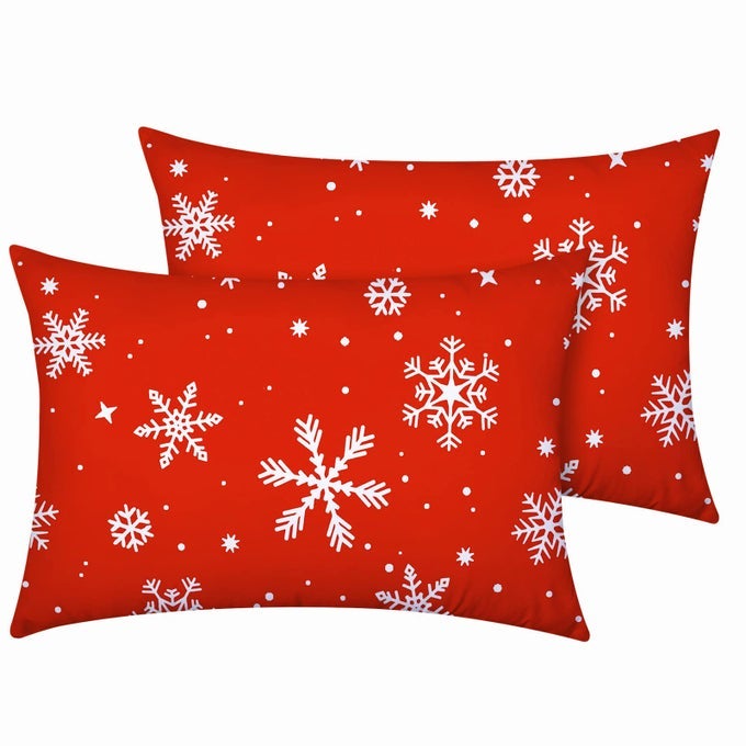 CHRISTMAS KING SIZE PILLOW CASES SET OF 2 ULTRA SOFT DOUBLE BRUSHED MICROFIBER PILLOWCASES KING CHRISTMAS SNOWFLAKE BED PILLOW COVERS FADE RESISTANT EASY SLIPON 20X36
