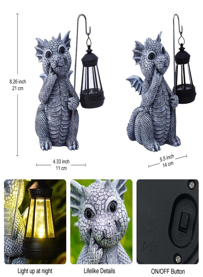 Goodeco Dragon Garden Statue Outdoor with Solar Lantern - Resin Dragon Decor for Garden, Patio, and Yard - 8.3 inches Dragon Gifts & Decorations (Dragon) - Image 4