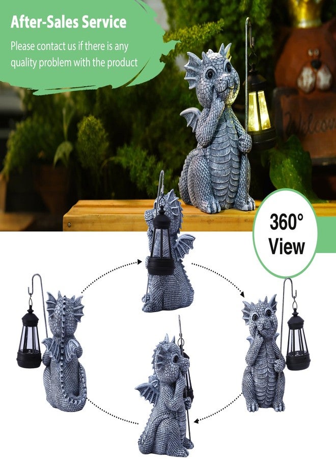Goodeco Dragon Garden Statue Outdoor with Solar Lantern - Resin Dragon Decor for Garden, Patio, and Yard - 8.3 inches Dragon Gifts & Decorations (Dragon) - Image 3