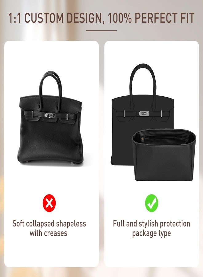 Doxo Premium Satin Fabric Birkin 35 Handbag Organizer - Luxury Inner Insert for Women's Tote Bags - Ultra-Soft & Lightweight - Perfect for Birkin 35 (BR35, Black) - Image 4