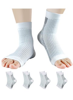 KASTWAVE 4Pcs Neuropathy Socks, White, Ankle Brace Socks, and Tendonitis compression socks, for Pain Relief and Plantar Fasciitis for Unisex, Ankle Compression Sleeve for Ankle Swelling  - Image 1