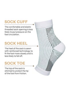 KASTWAVE 4Pcs Neuropathy Socks, White, Ankle Brace Socks, and Tendonitis compression socks, for Pain Relief and Plantar Fasciitis for Unisex, Ankle Compression Sleeve for Ankle Swelling  - Image 2