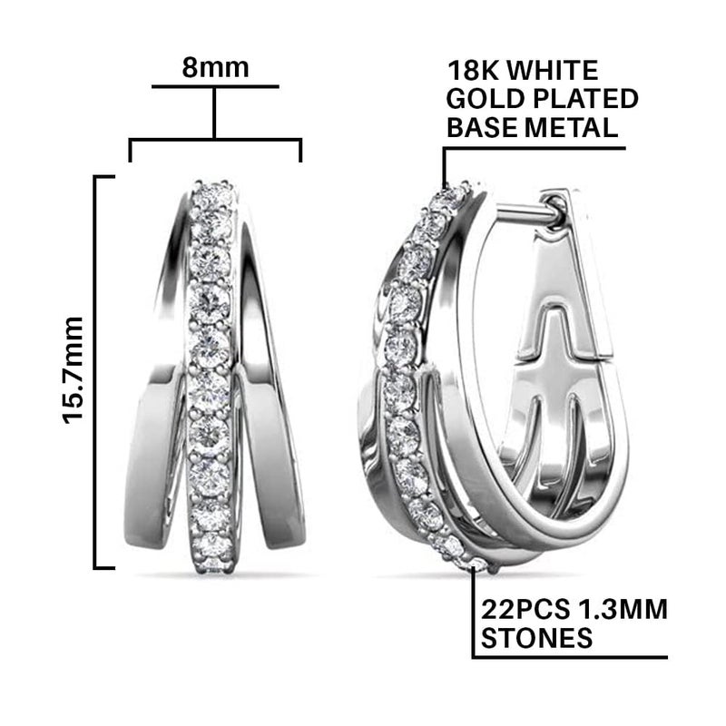 Cate & Chloe Bella 18k White Gold Hoop Earrings with Simulated Diamond Crystals, Elegant Wedding Jewelry for Women, Gift for Her - Image 2